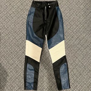 faux leather biker pants